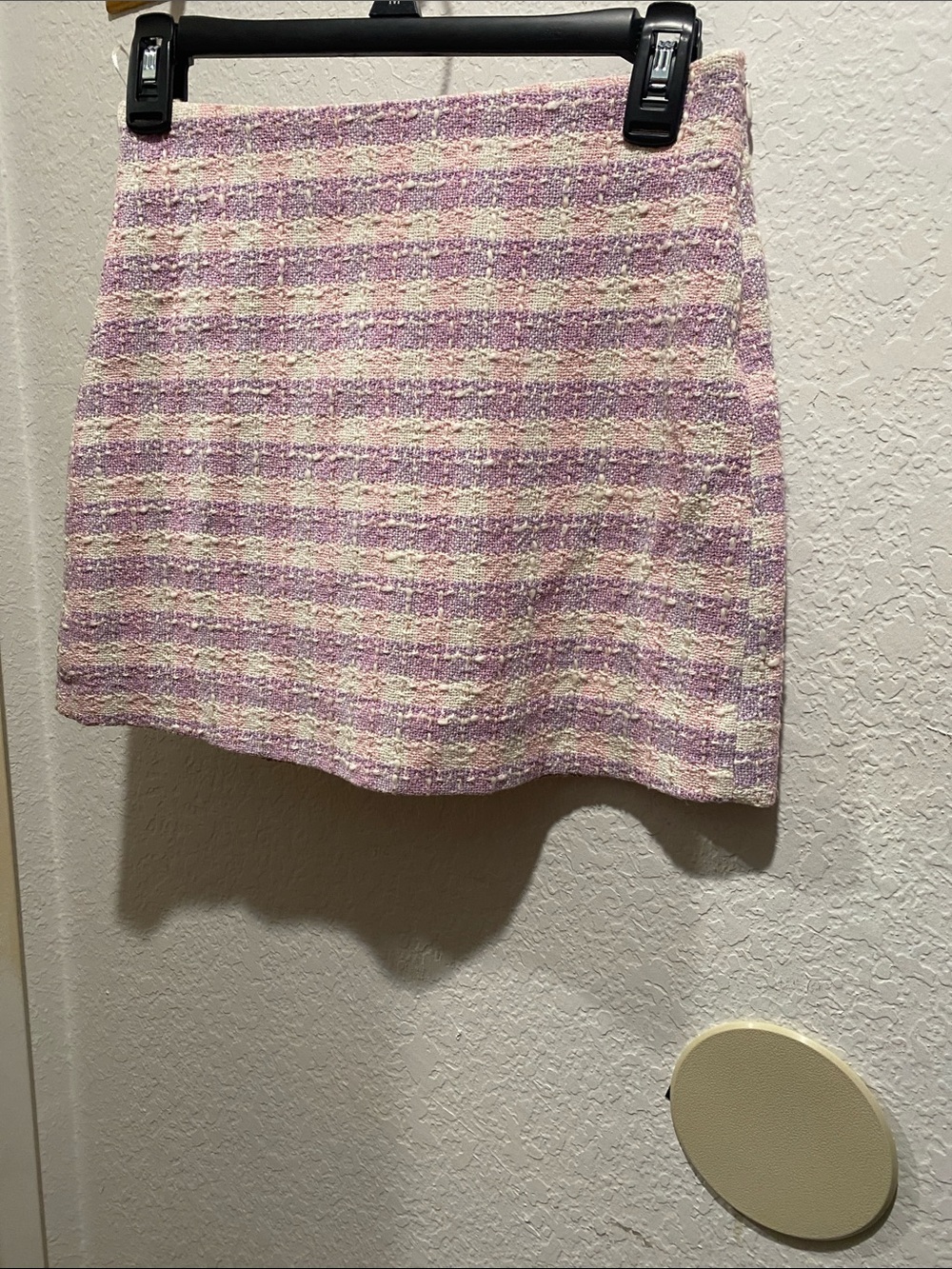 Zara Pink and Cream Tweed Mini Skirt
